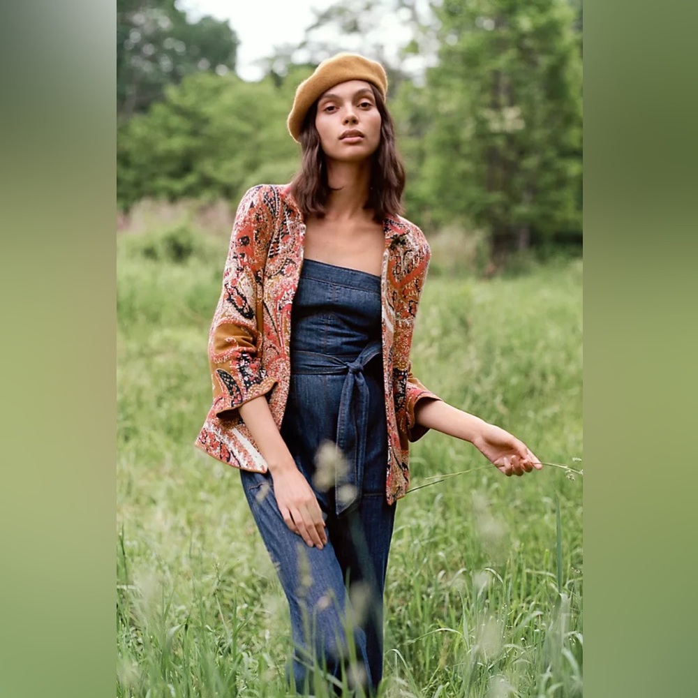 Pilcro Waist-Tied Denim Jumpsuit 0 Petite